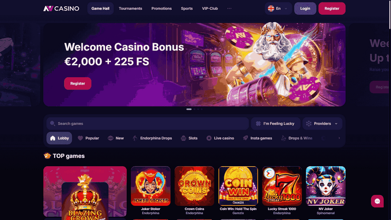 Evaluering af NV Casino-websted